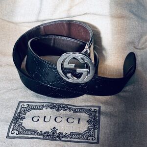 Gucci Reversible Leather Belt – Black GG / Brown Leather